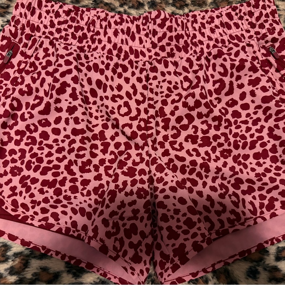 Pink and Burgundy Leopard cheetah Print Athletic Shorts size large women’s